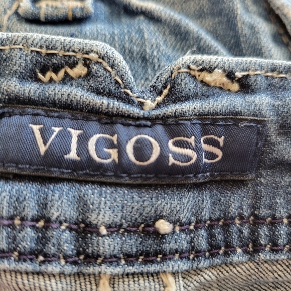 Vigoss The Chelsea Capri Sz 11 Embellished Pockets Stitching Light Wash Denim - Picture 9 of 11